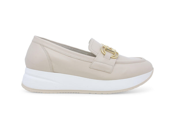 Melluso Donna Mocassini Primavera Estate in Vera Pelle Beige R20088-243399